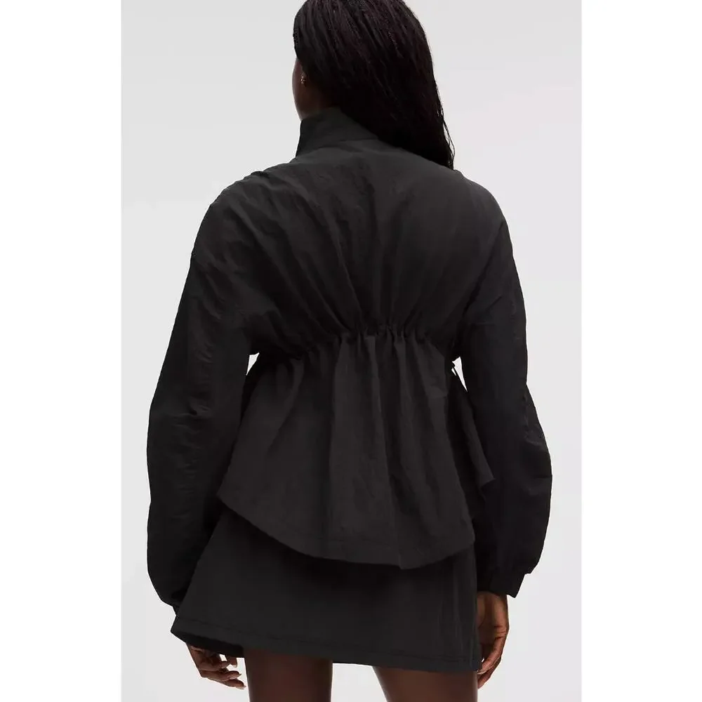 Lululemon Black Crinkle Nylon Cinchable Jacket Ruched Outdoor Drama NEW (size S) - Picture 2 of 14